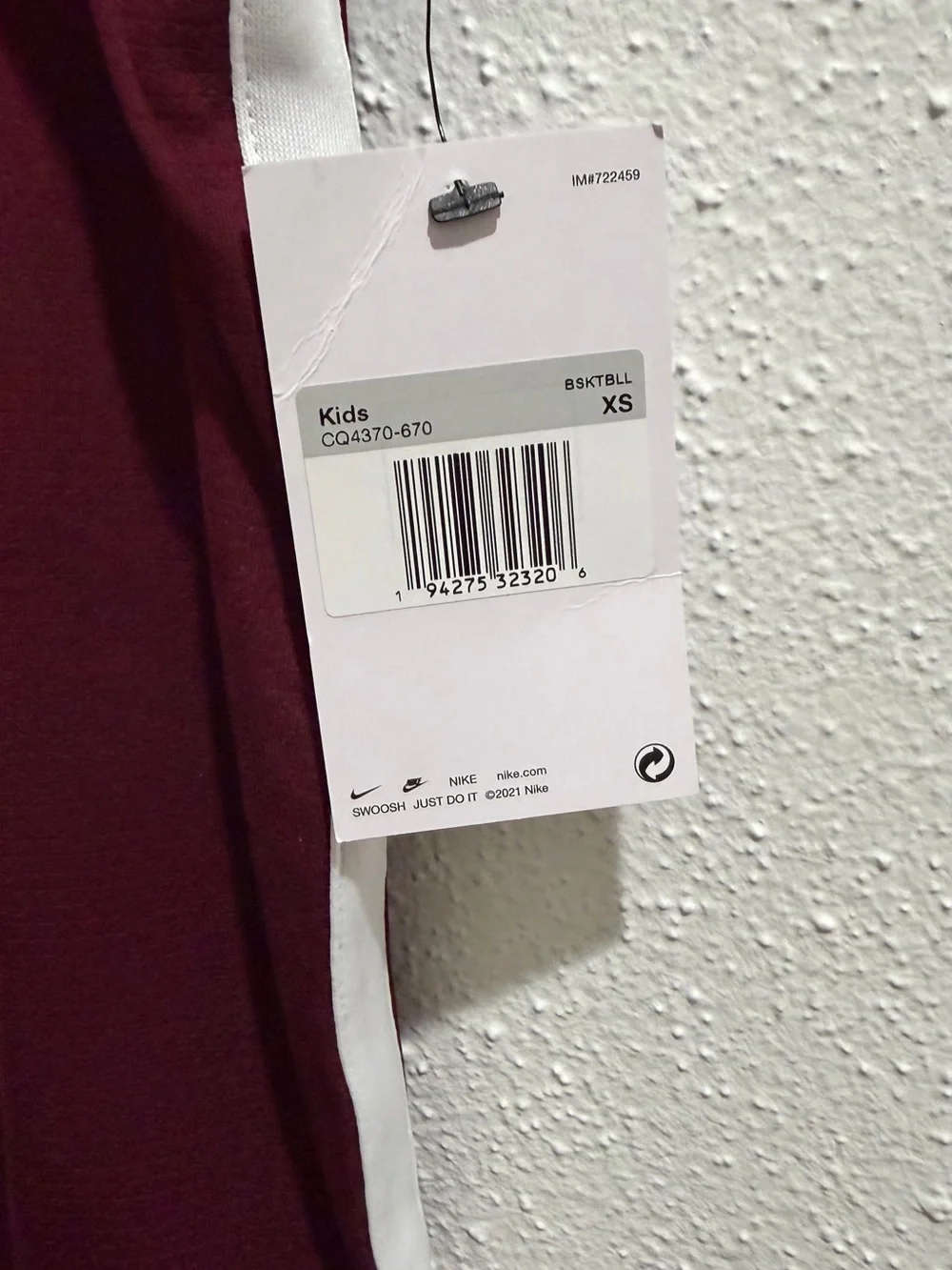 Nike Kids Maroon and White Tank Top